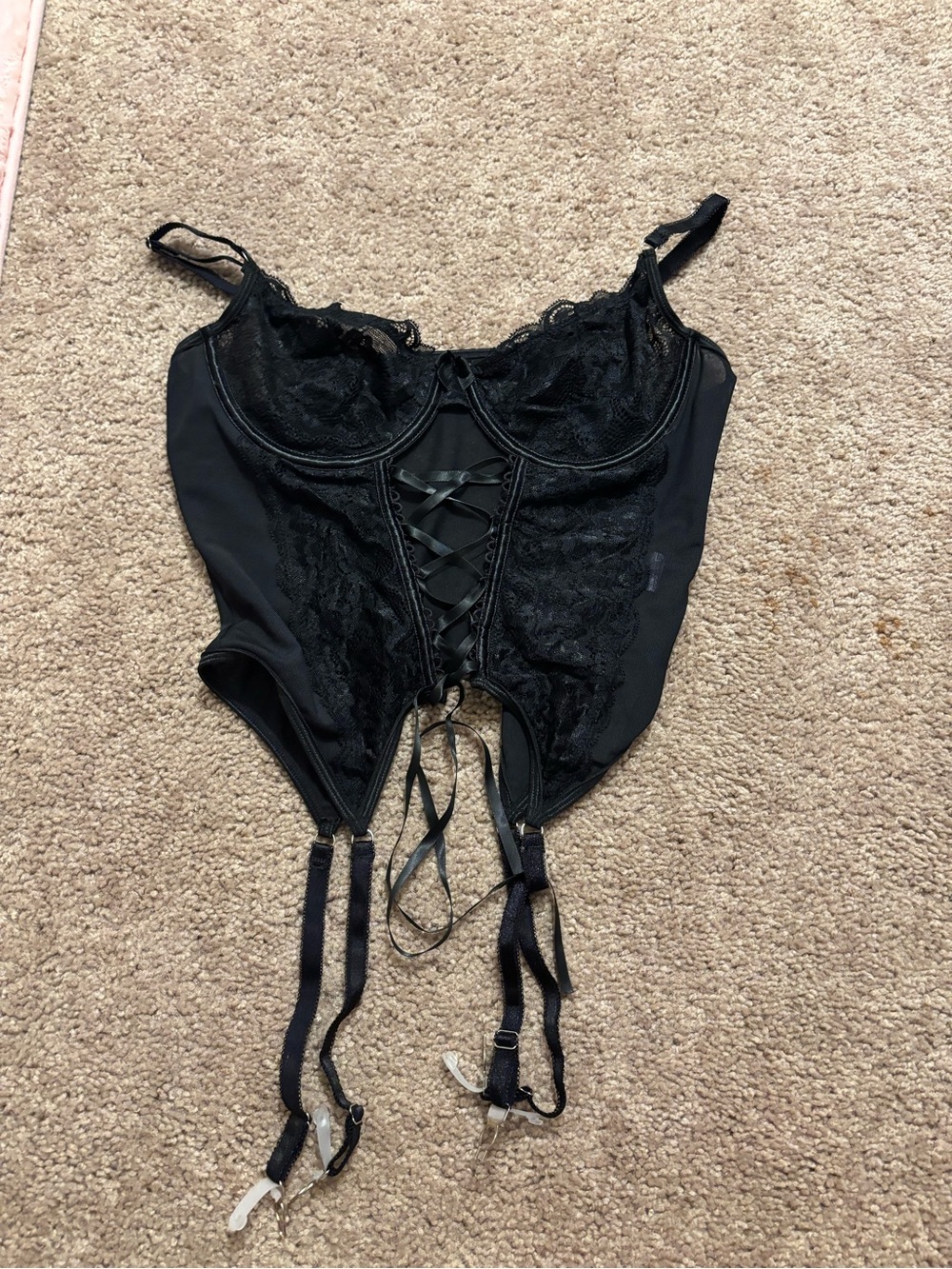 Black Lace Garter Bustier